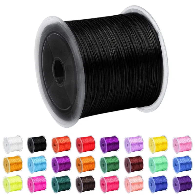 Color: Black, Size: S - DIY Fishing Lines Elastic Crystal Beading String Stretchable Thread For Bracelet Necklace Nylon Rubber Jewelry Making Supplies