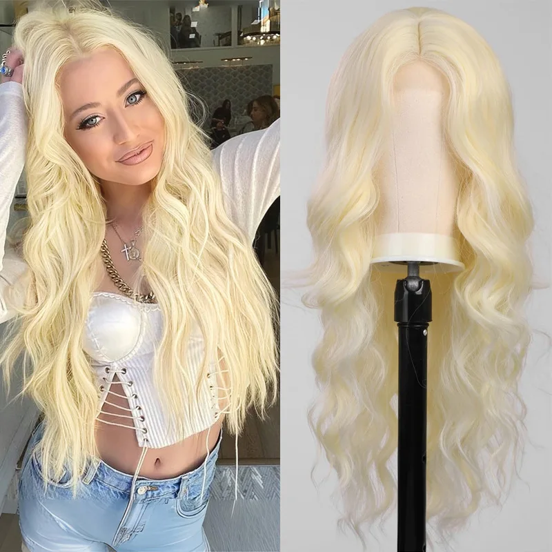 Color: T1B/Green - Orange synthetic wig with big waves for party, Halloween cosplay, daily use wig, high-temperature hair accessory