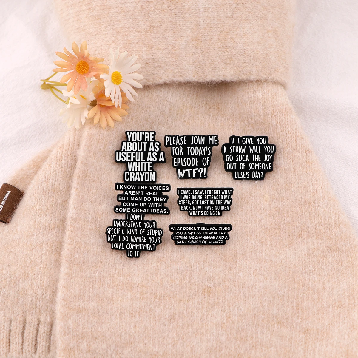 Metal color: Light Yellow Color - Funny Quotes Enamel Pin loves you Brooch Pines Lapel Pins Badge on Backpack Clothing Accessories Fashion Jewelry Friends Gifts