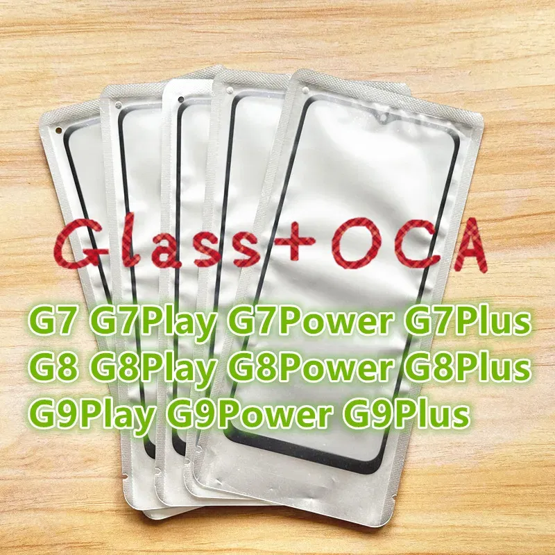 Color: GRAY - 5Pcs For Motorola Moto G7 G8 G9 Play Plus Power Lite Touch Screen Front and outer glass lens replacement