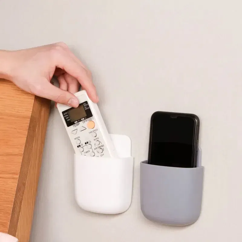 Color: black - White Wall Hanging Storage Box Household Living Room Conditioner Remote Control Bedside Phone Storage Holder Organizer Box Shelf