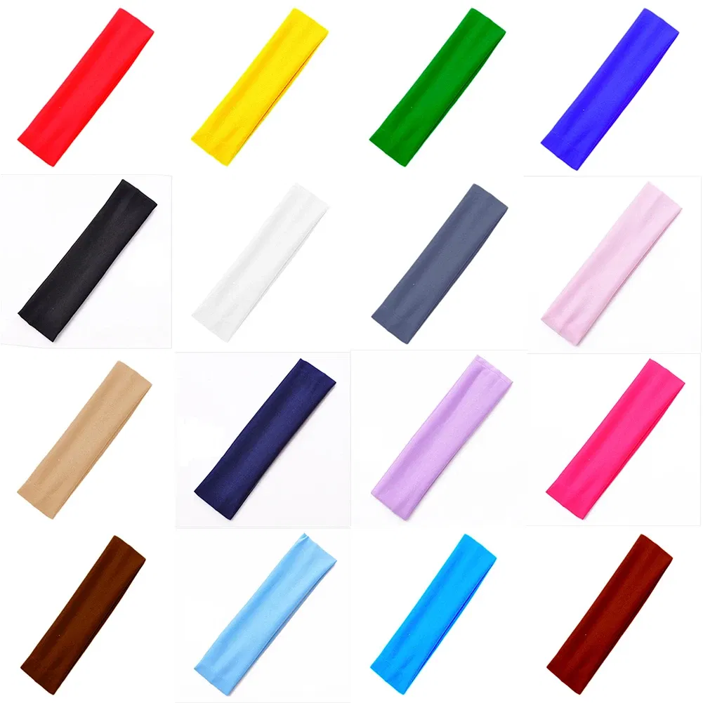 Color: Burgundy - Fashion Sports Headbands For Women Solid Elastic Hair Bands Running Fitness Yoga Hair Bands Stretch Makeup Hair Accessories Hot