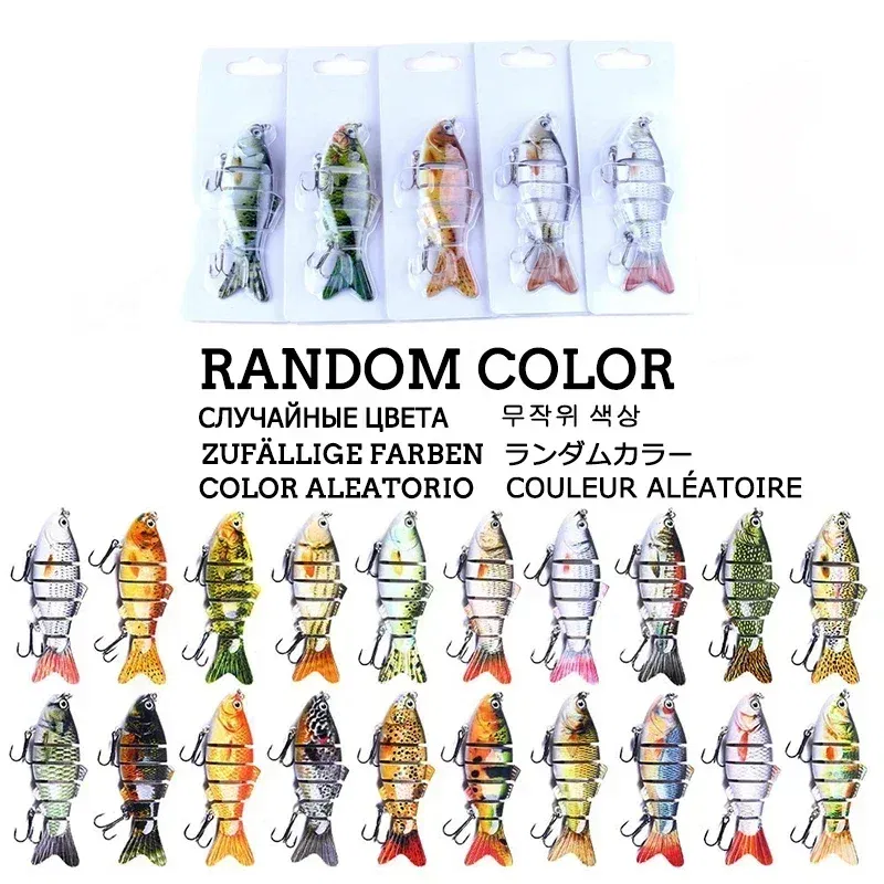 Color: Red, Size: 40mm - 6 Segment Multi Jointed Fishing Lure Sinking 10cm/17.5g Swimbait Artificial Wobblers Crankbait Hard Bait Pesca Tackle 5/3/1Pcs