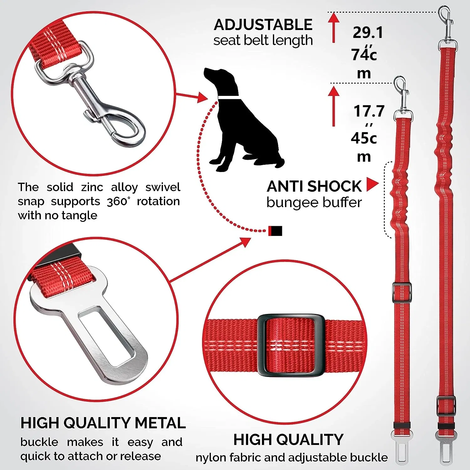 Color: SKY BLUE - Universal Adjustable Cat Dog Seat-Belt Elastic & Reflective Vehicle Nylon Seat Belt for Small Medium Large Dog,Pet Accessoires