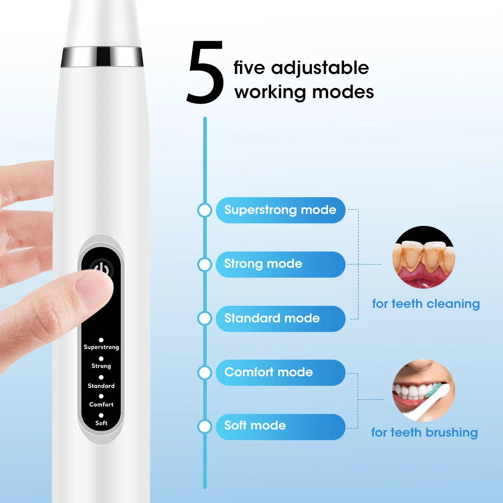 Color: black - Electric Teeth Cleaner Dental Scaling Tooth Whitening and Cleaning Device IPX6 Waterproof Stains Remover Oral Care USB Charging