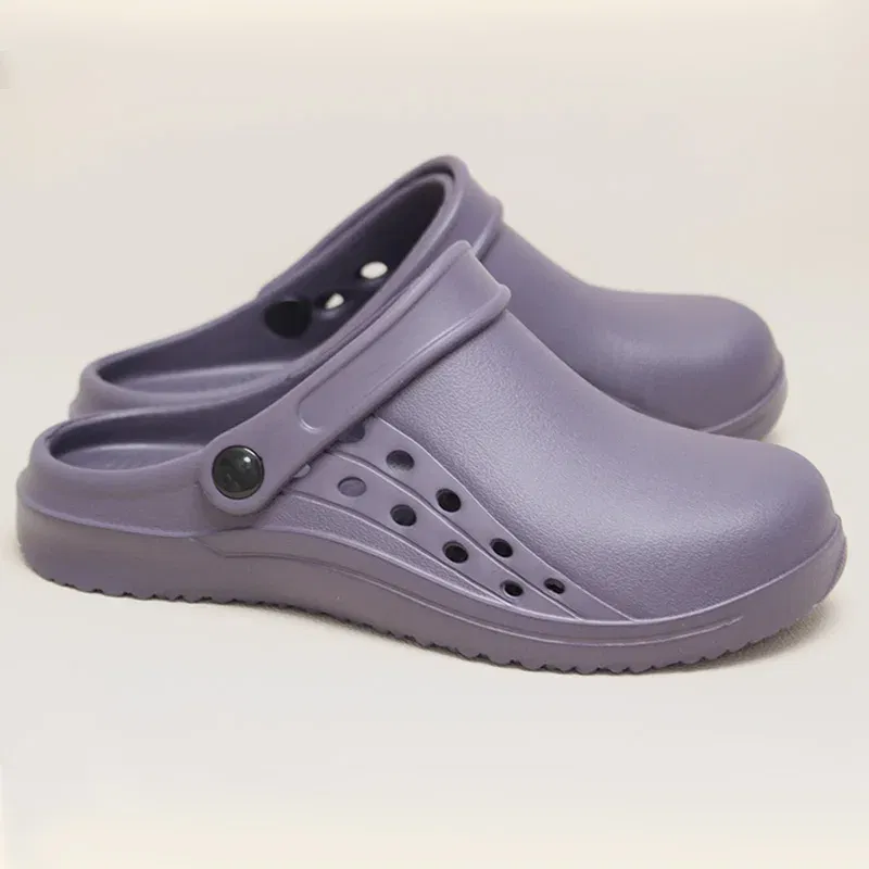 Color: Dark Grey, Shoe Size: 33.5 - High Quality Scrub Shoes Non-slip Dentist Nursing Clogs Healthcare Service Work Slippers Soft Operating Room Protective Clogs