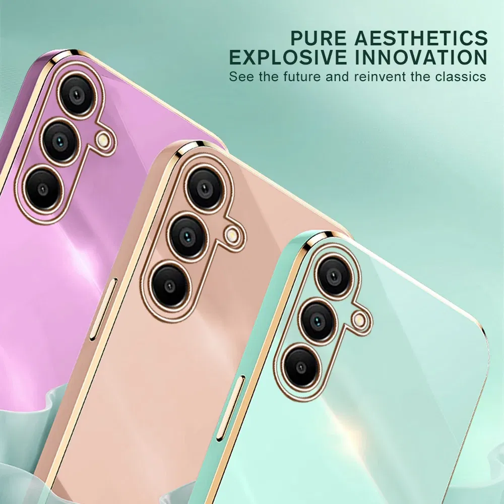 Material: Microfiber, Color: Beige - Luxury Electroplated Cover Case For Samsung Galaxy A15 Silicone Lens Protection Fundas A05s A05 4G A25 A35 A55 5G A 15 25 35 55