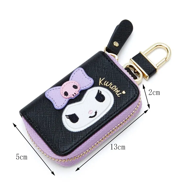 Color: black - Hello Kitty Car Key Case Cover Sanrio Key Organizer Melody Keychain Pouch Cinnamoroll Keychain Wallet Women Coin Purse Keychain