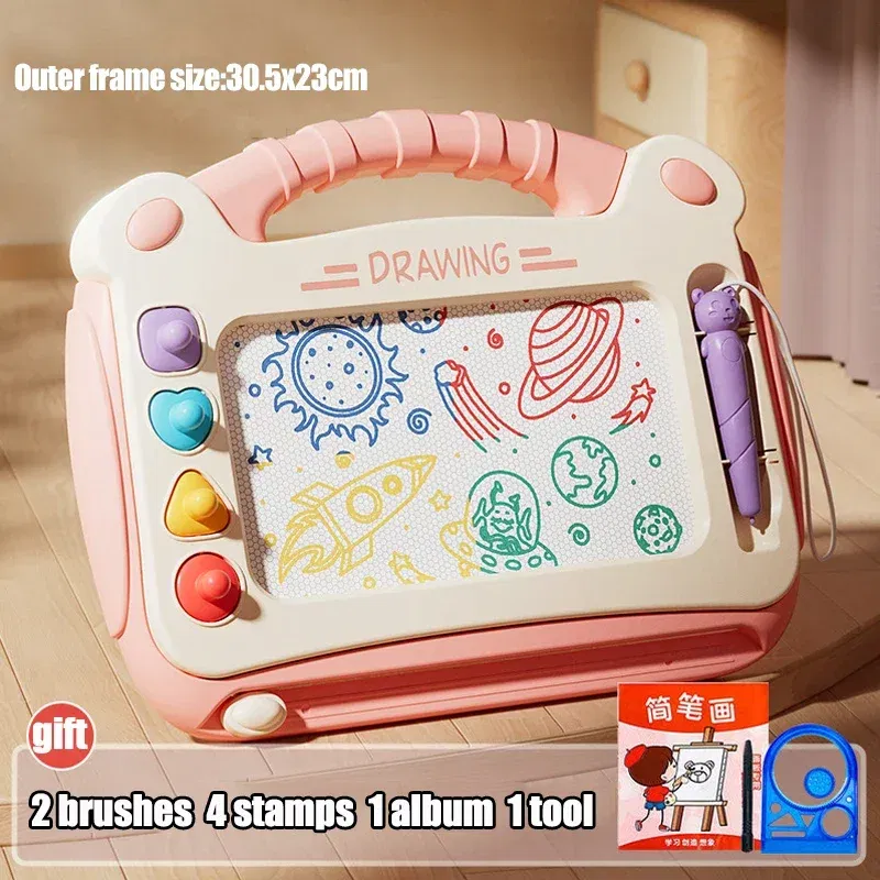 Color: green - Children Cartoon Drawing Board Baby Puzzle Magnetic Writing Board Toy Graffiti Magnetic Drawing Board Montessori Toy for Kids