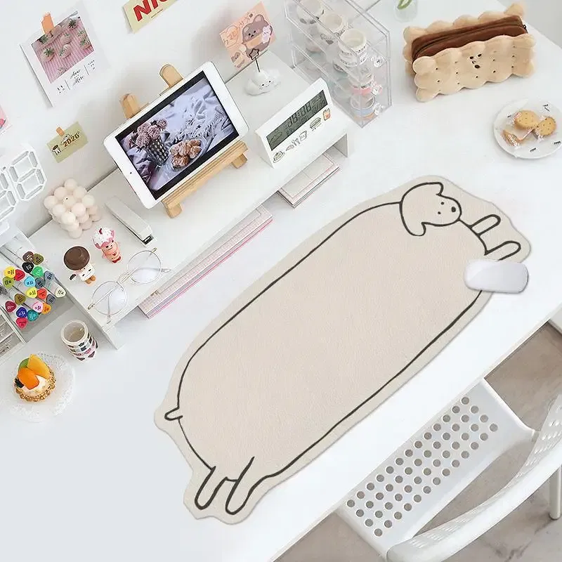 Color: Coffee - Water Proof Mouse Pad Gamer Leather Carpet? Cute Cow Large Mousepad XXL Laptop White Kawaii Desk Mat Keyboard Computer Anime Cat