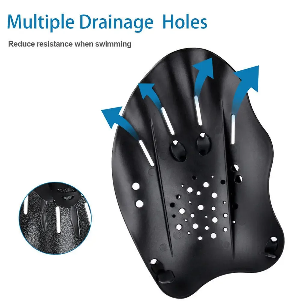 Color: WHITE - 1pair Swimming Paddles Training Adjustable Hand Webbed Gloves Pad Fins Flippers For Men Women Kids
