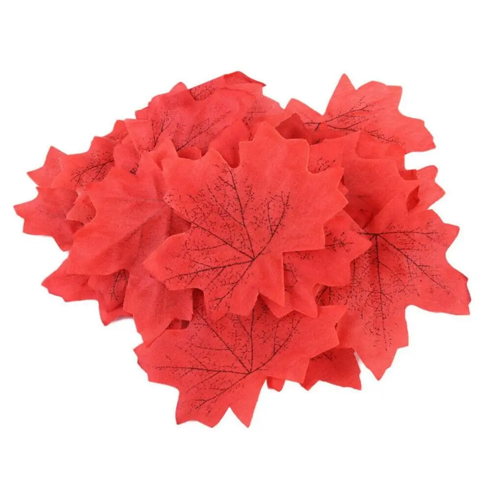 Color: Light Grey - Artificial Maple Leaves Silk Fake Autumn Leaves Diy Handmade Leaf Fall Wedding Decoration Thanksgiving Christmas