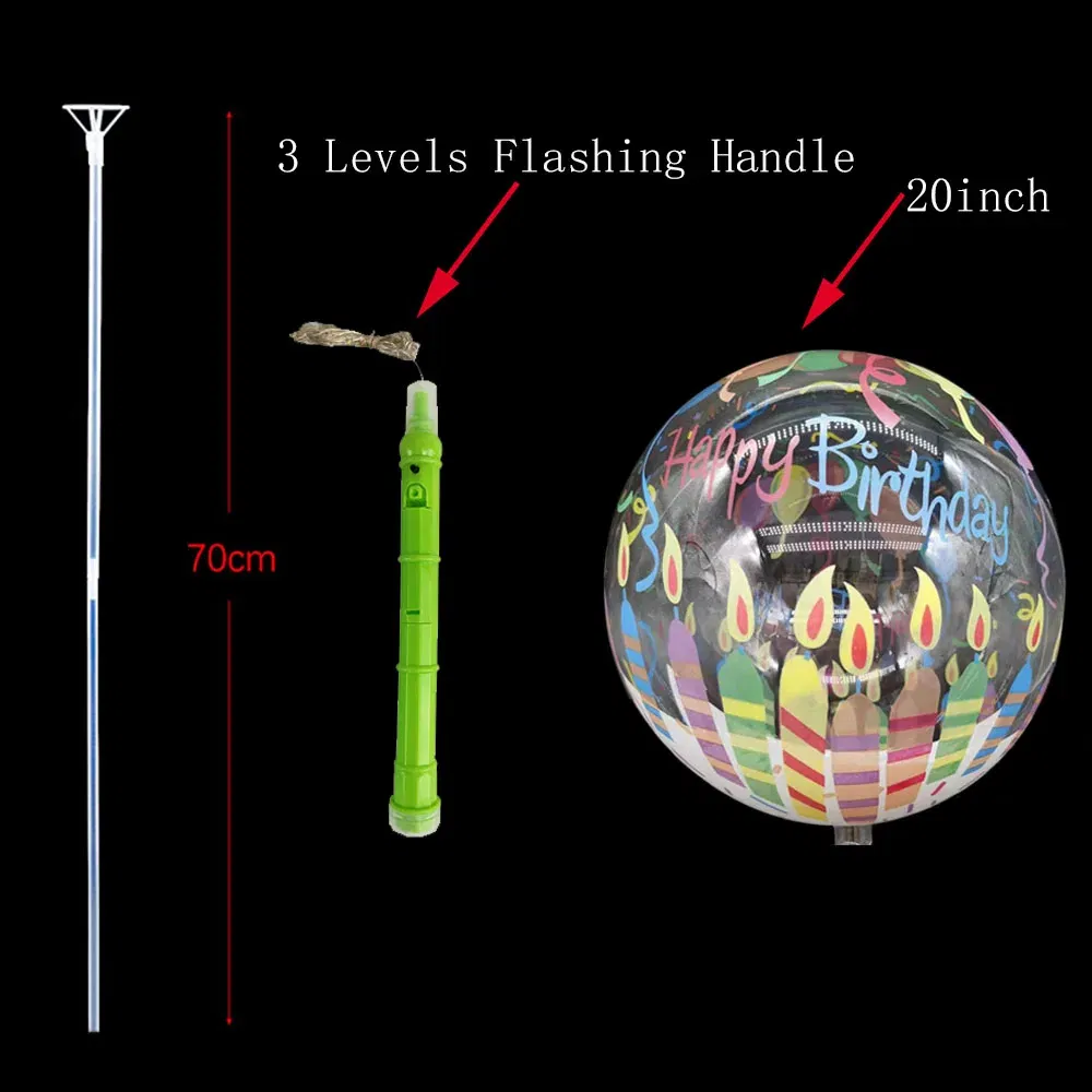 Color: light yellow, Ballon Size: 10inch, Shape: N - 1/5/10/20/30pcs LED Light Up BoBo Balloons Colorful 3 Levels Flashing Handle 20 Inches Bubble Balloon 70cm Stick