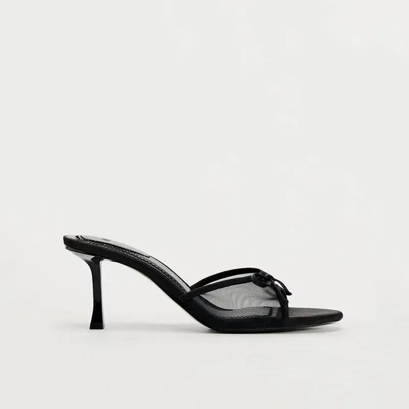 Color: Chocolate, Shoe Size: 42 - Slippers for women wearing exquisite summer haute couture with fine straps, French style black cat heel clip toe beach sandals