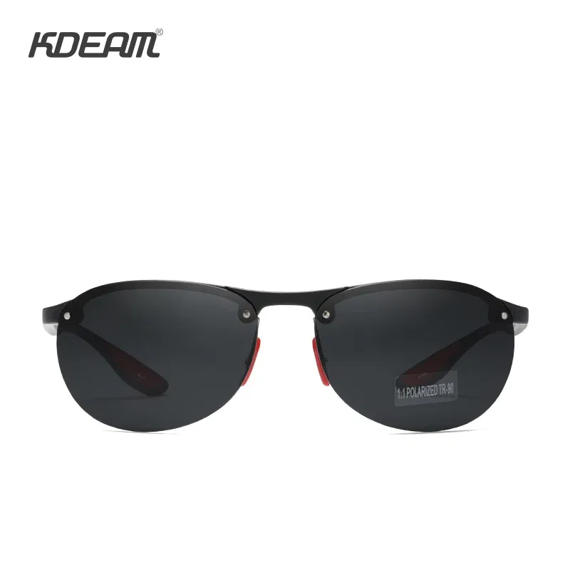 Lenses Color: Yellow - KDEAM Rimless Oval Men's Sunglasses Polarized TR90 Material Frame TAC Polarization Lense Soft Rubber Foot Cover