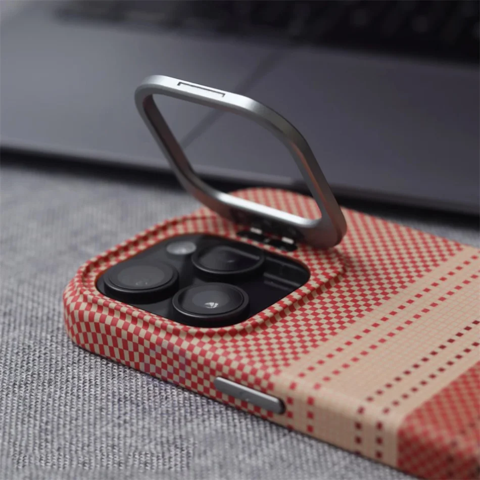 Color: black, Material: EVA - Luxury Magnetic Stand Metal Lens Relief Carbon Fibre Pattern For Magsafe Case For iPhone 15 14 13 Pro Max Shockproof  Back Cover