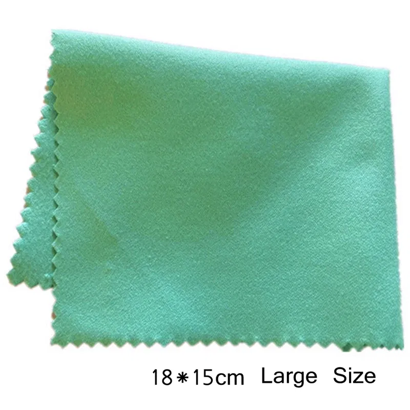 Color: green - 18 X 15CM Large Size Silver Jewelry Polishing Cleaning Wiping Polish  Cloth Microfiber Suede Fabric