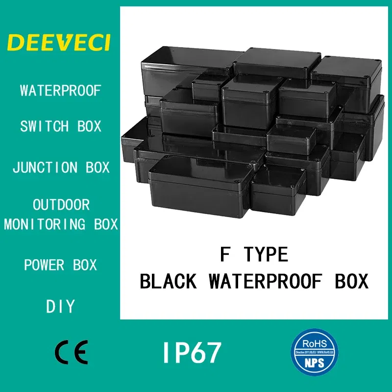 Color: Black&White - Black Outdoor Waterproof Enclosure Plastic Box Electronic Project Instrument Case Electrical Project Box Junction Box Housing