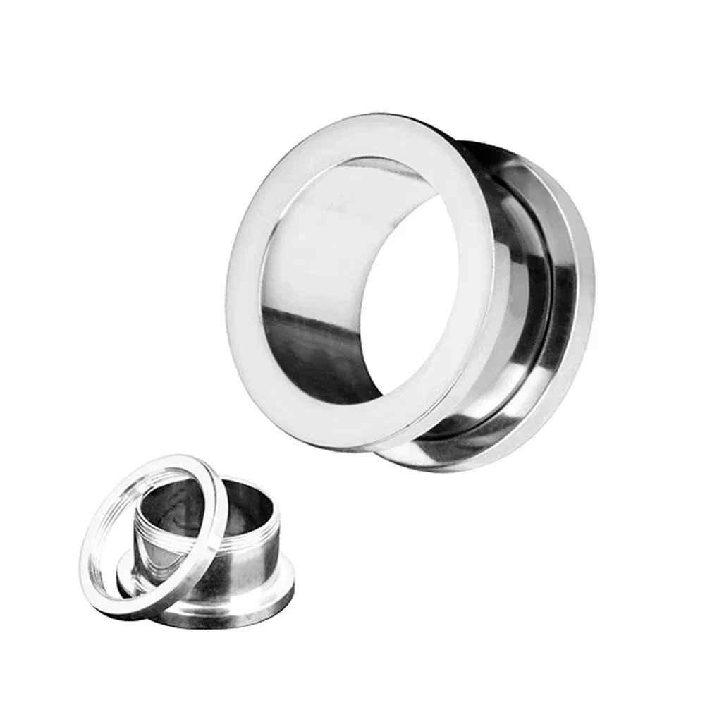 Metal color: Light Yellow Gold Color, Main Stone Color: Pink - 2PCS Multi Color Steel Screw Fit Tunnel Ear Plug Stretcher Gauge 3-25mm Ear Lobe Tunnel Expander