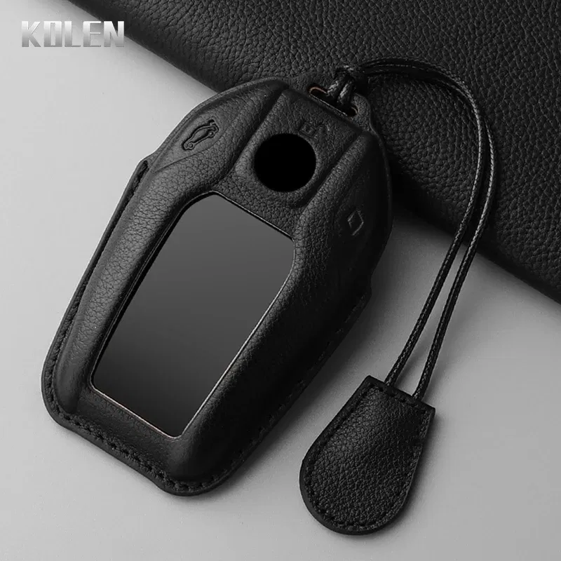 Color Name: WHITE - Dermis Leather Car LED Display Key Case Cover Shell For BMW 5 7 Series X3 X4 X5 X7 G30 G31 G11 G12 G01 GT G32 i8 Fob Accessories