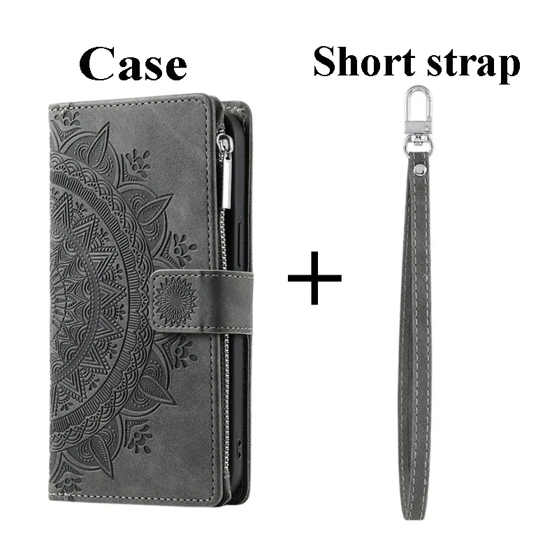 Color: GRAY, Material: POLYESTER - Capa For Motorola G85 G54 Power G24 G34 G45 5G Flip Case Zipper Leather Book Funda Moto G84 G53 23 G14 13 G04 S G 54 84 73 64 45