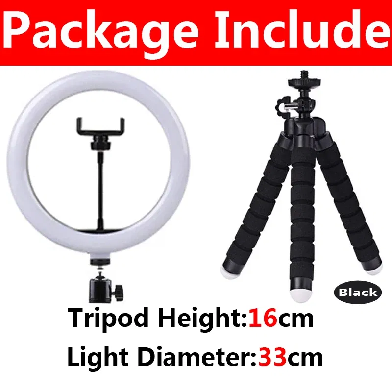 Color: Dark Grey - 10 inch LED Selfie Ring Light Dimmable Photography Fill Lamp with Mini tripod for Mobile Phone Live Video Photo Studio Ringlight