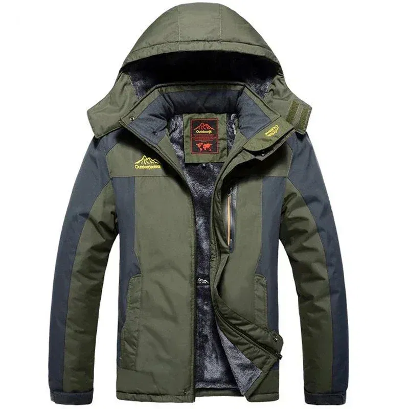 Color: Sky blue, Size: 4XL - Winter Jacket Men Thick Fleece Waterproof Outwear unload Jackets Men's Windbreaker Army Parka Raincoat Coats Plus Size 8XL 9XL