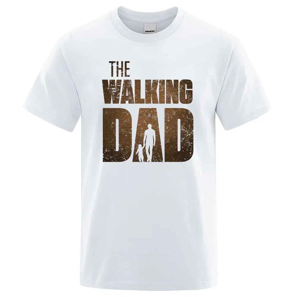 Color: Yellow, Size: L - The Walking Dad Funny Street Printed T-Shirts Men Fashion Summer Tshirt Loose Oversized Cotton Short Sleeves Casual Hip Hop Tees