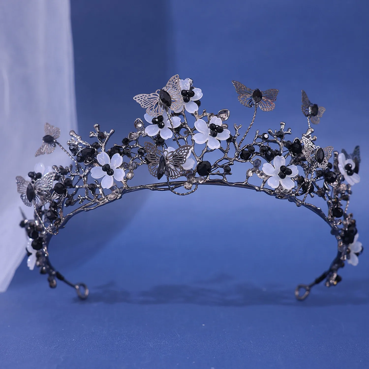 Metal color: Antique Bronze Plated - Baroque Silver Color Purple Crystal Butterfly Bridal Tiaras Crowns Headpiece Rhinestone Pageant Diadem Wedding Hair Accessories