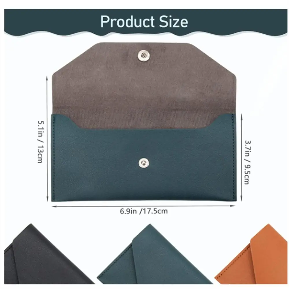 Color: Blue - Envelope Wallet PU Leather Cash Envelope Wallet Classic Fashion Long Women's Wallet Ferrule Name Card Holder Gift