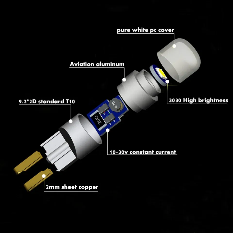 Emitting Color: Yellow - 1X Diffuser Covered 350LM T10 W5W LED Car Clearance Lights Reading Lamp Auto Vehicle Dome Door Bulb Accessories Pure White 6000K