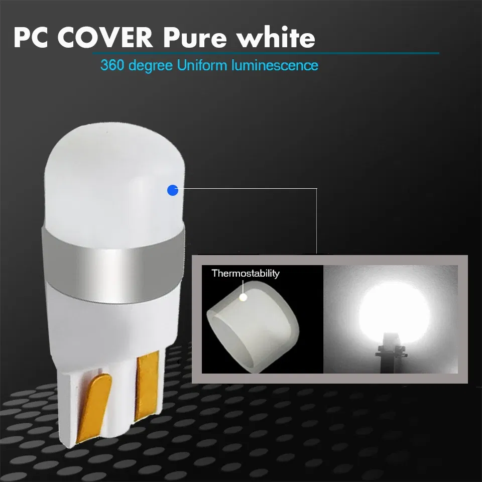 Emitting Color: Yellow - 1X Diffuser Covered 350LM T10 W5W LED Car Clearance Lights Reading Lamp Auto Vehicle Dome Door Bulb Accessories Pure White 6000K