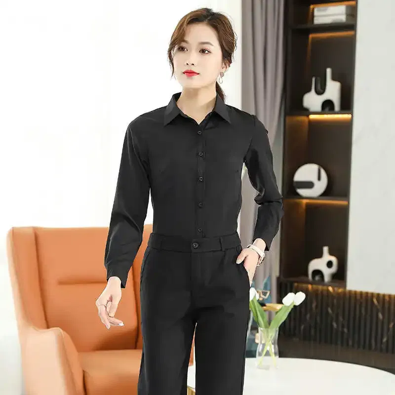 Color: black, Size: L - Formal Dress Women Shirt Long Sleeve Blouse New Black Shirt Women Tops 2024 Fashion Women Clothing Basic White Shirts OL Blouses