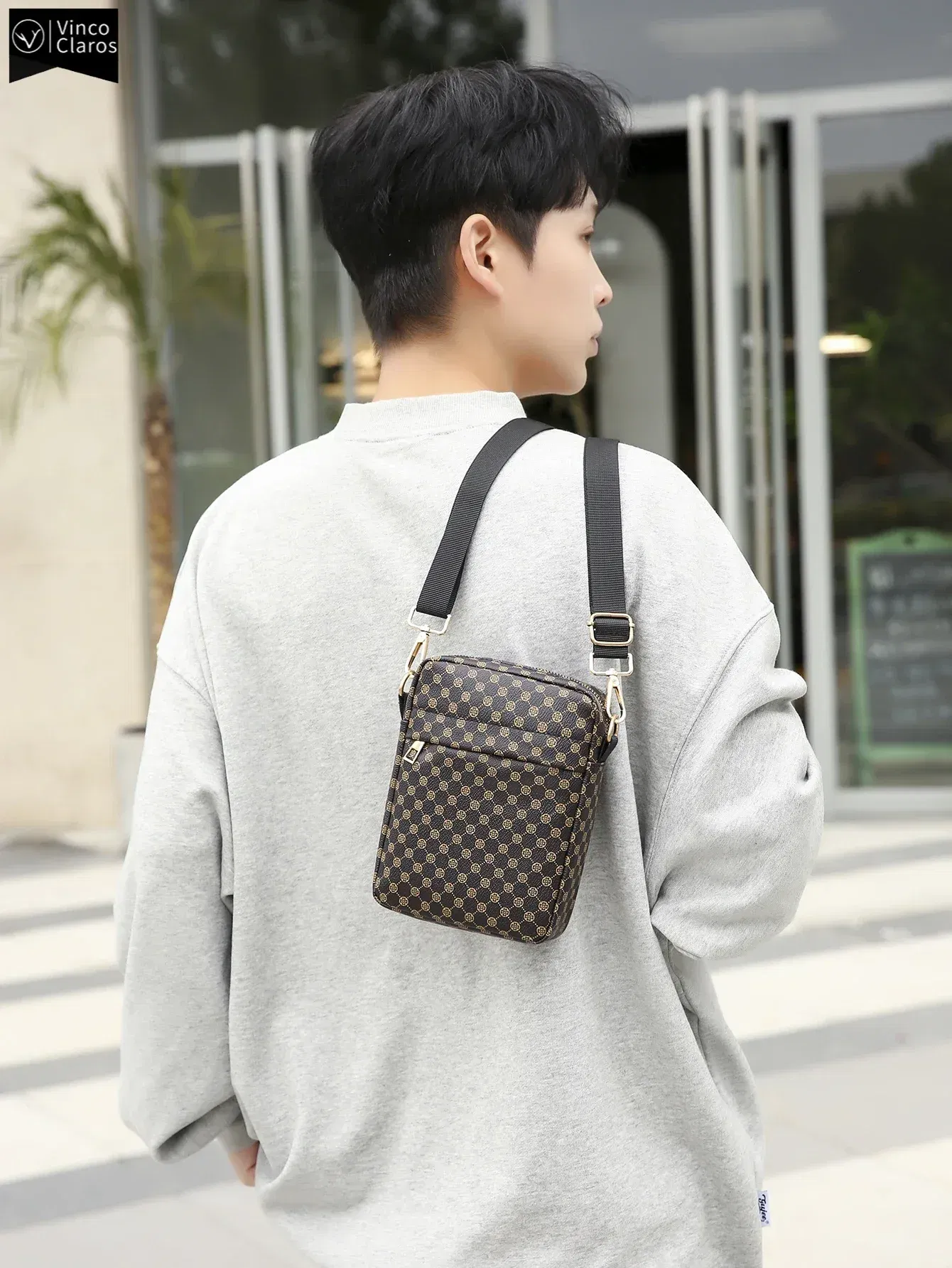 Color: Pink - VC Men's Classics Mini Shoulder Bag Coin Purses Lightweight PU Leather Shoulder Bags for Men Small Men Crossbody Bag