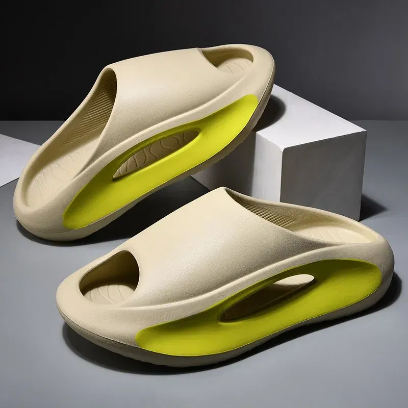 Color: Beige, Shoe Size: 37 - Men's Sandal Slippers New Summer Sneaker Slippers Men Thick Bottom Platform Slides Soft Eva Slippers Casual Beach Shoes