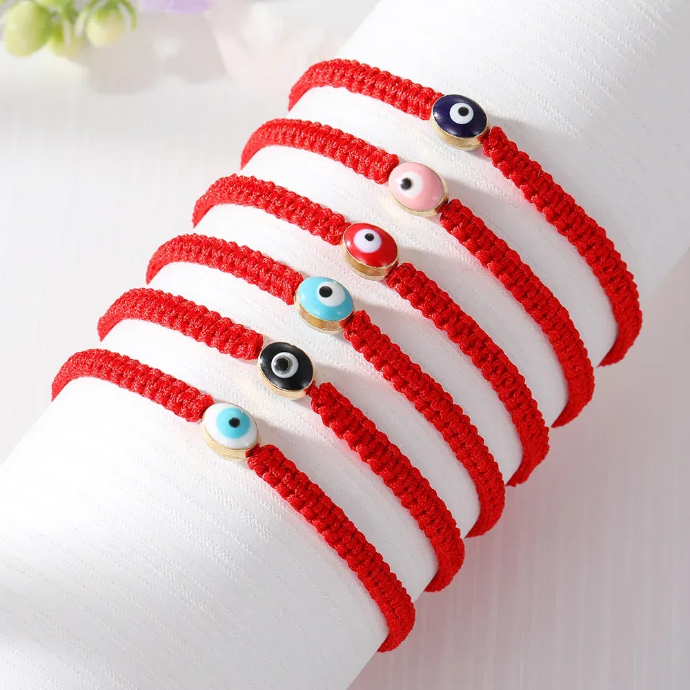 Metal Color: Vermeil - Prayer Turkish Hand Palm Evil Eye Braided Bracelet Blue Black Color Nylon Thread Lucky Couple Bracelet&Bangles Jewelry Men Women