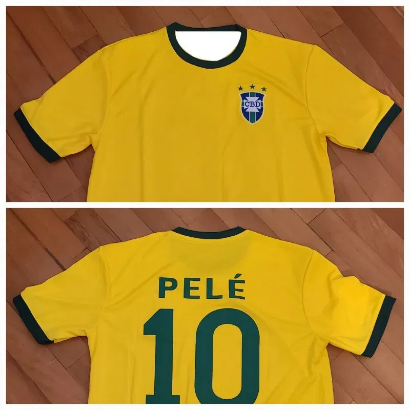 Color: Beige, Size: 3XS - 2025 Men/Women Sports Enthusiasts T-shirt Brazil National Team Pele No.10 Youth Fast Drying Breathable Extra Large Casual Top