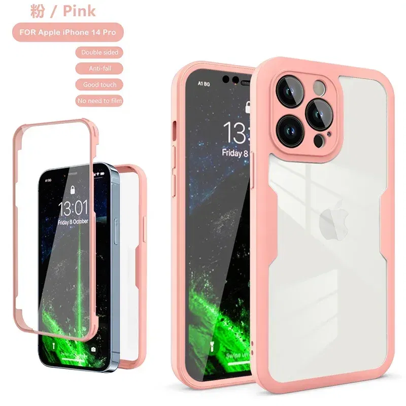 Color: Blue, Compatible-Phone Models: For iPhone 8 Plus, Ships From: CN - Clear 360 Full Wrap Phone Case For iPhone 17 Pro Max 16 15 14 13 12 11 SE2/SE3 Xr Xs 8 Plus Film With Lens Protection Back Cover