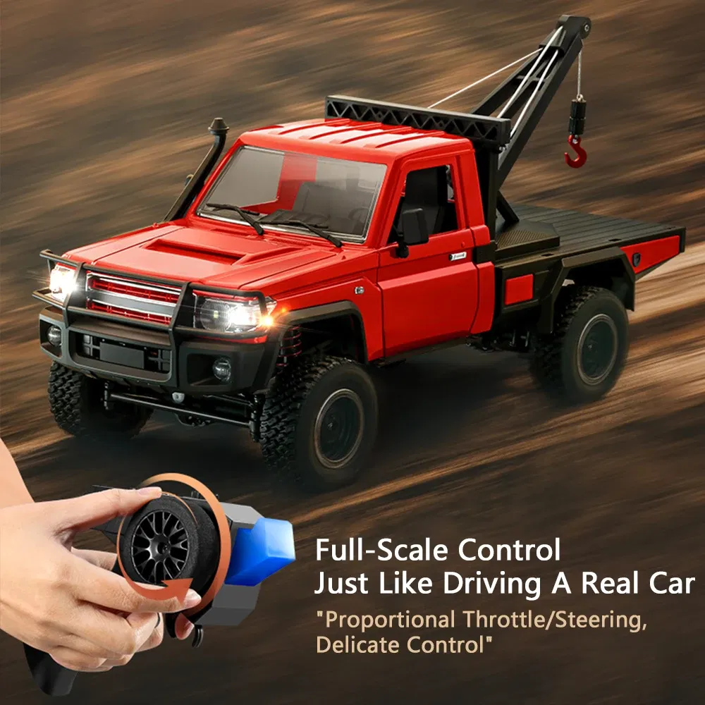 Color: Pink - MN82T RC Crawler 1/12 2.4G 4WD Remote Control Off-road Pickup Simulation Crane Vehicle Electric Climbing Car Model Toys for Kids