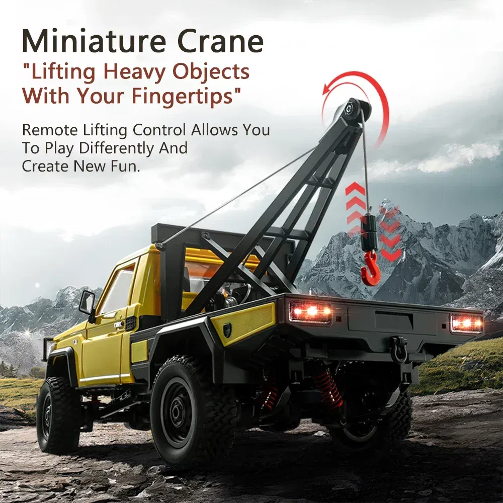 Color: Pink - MN82T RC Crawler 1/12 2.4G 4WD Remote Control Off-road Pickup Simulation Crane Vehicle Electric Climbing Car Model Toys for Kids