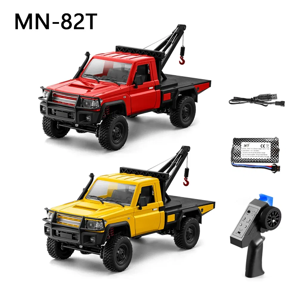 Color: Pink - MN82T RC Crawler 1/12 2.4G 4WD Remote Control Off-road Pickup Simulation Crane Vehicle Electric Climbing Car Model Toys for Kids