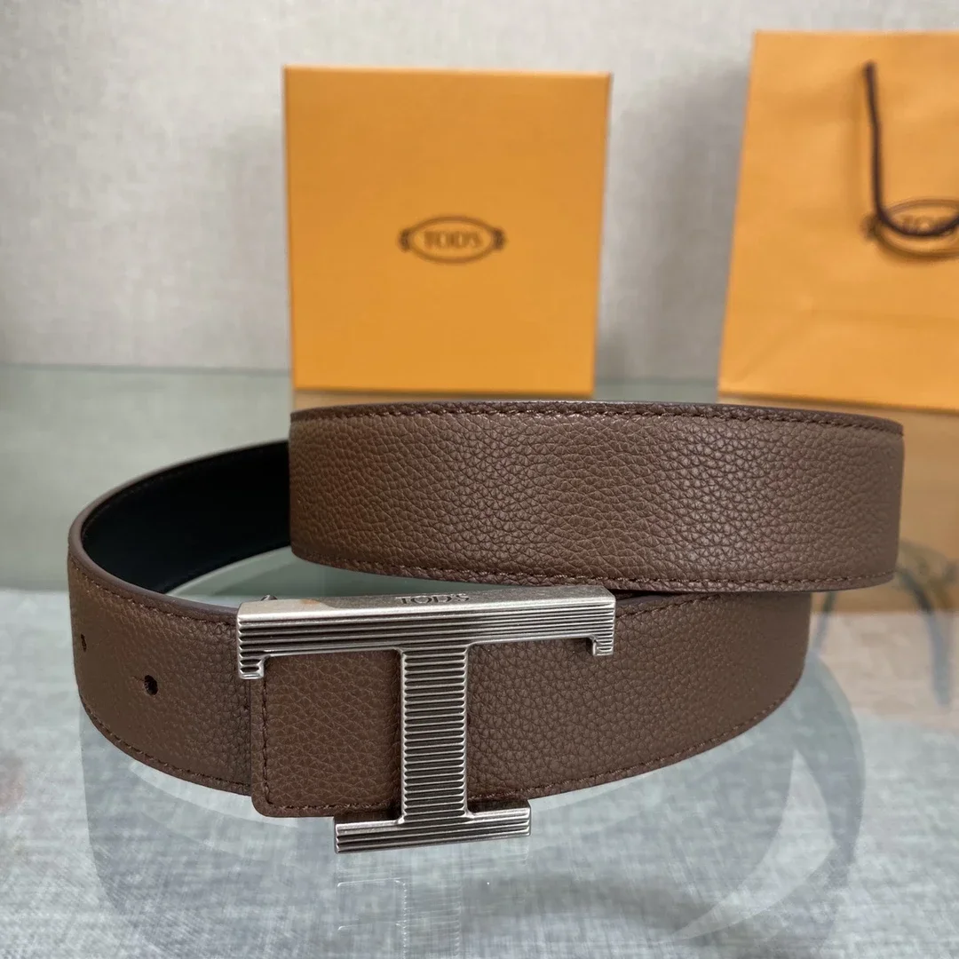 Color: Gold, Belt Length: 110cm - New Style Leather Belt for Men and Women, Classic Cowhide T Buckle Design Belt, Light Luxury, Classic and Versatile Gift