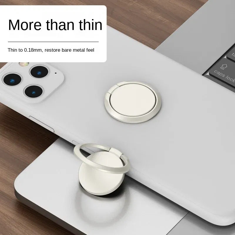 Color: WHITE - Metal 360 Degree Rotation Mobile Phone Holder Holder Stand Ring Buckle Creative Gift Universal Lazy Car Holder Round Liquid New