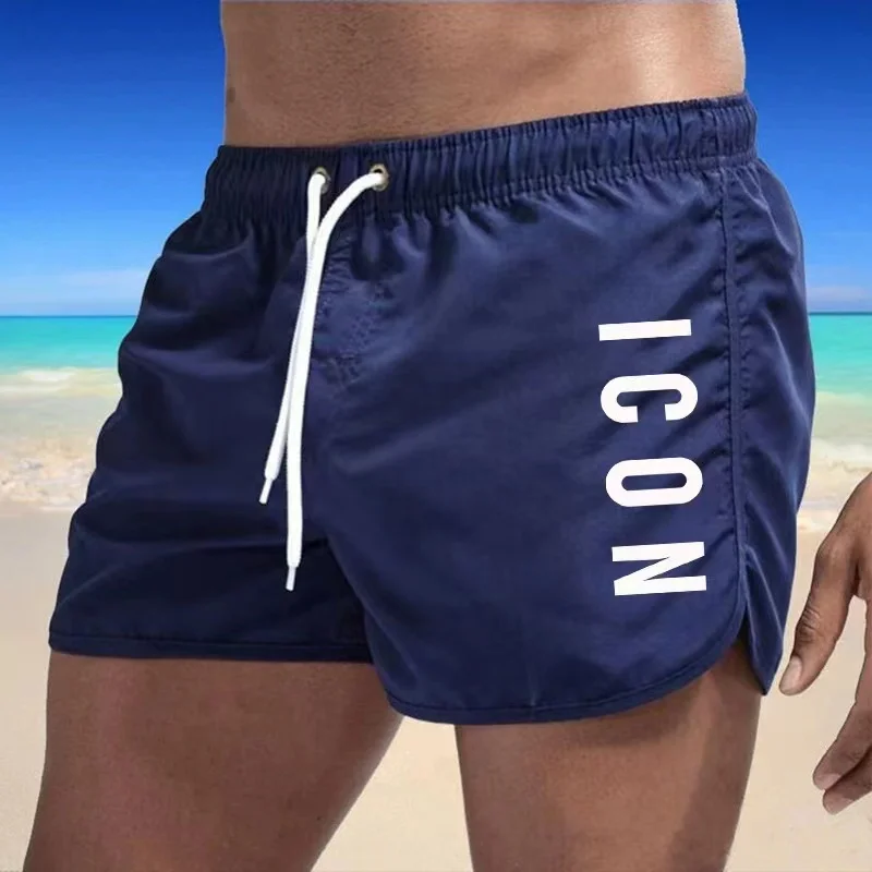 Color: Yellow, Size: XL - ICON Summer men's luxury beach pants clothing quick dry gym jogging sexy shorts vacation casual swimming trunks