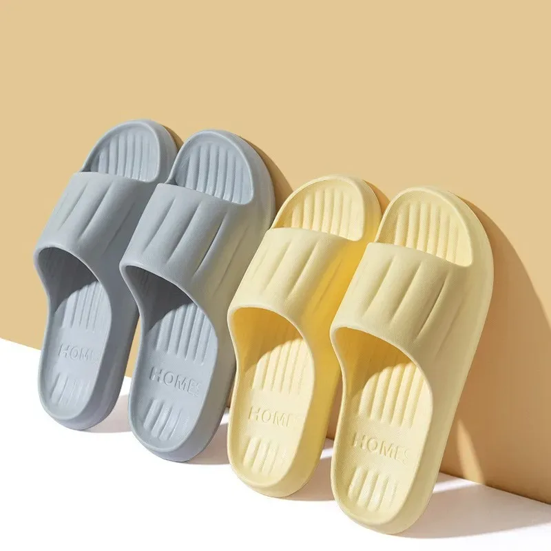 Color: Lavender, Shoe Size: 40 - Home Slippers Women Men Summer Sandals Soft EVA Slides Beach Flip Flops Couples Bathroom Non-slip Shoes