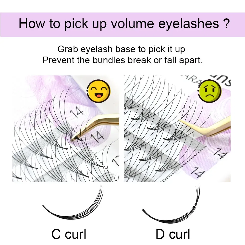 Color: Brushed Chrome, Curl: D, Thickness: 0.07mm, Length: MIX - NAGARAKU Sharp Narrow Stem Premade Fans Eyelash Extension 5D 6D 10D Thin Pointy Base Russian Fans Ready Russian Volume