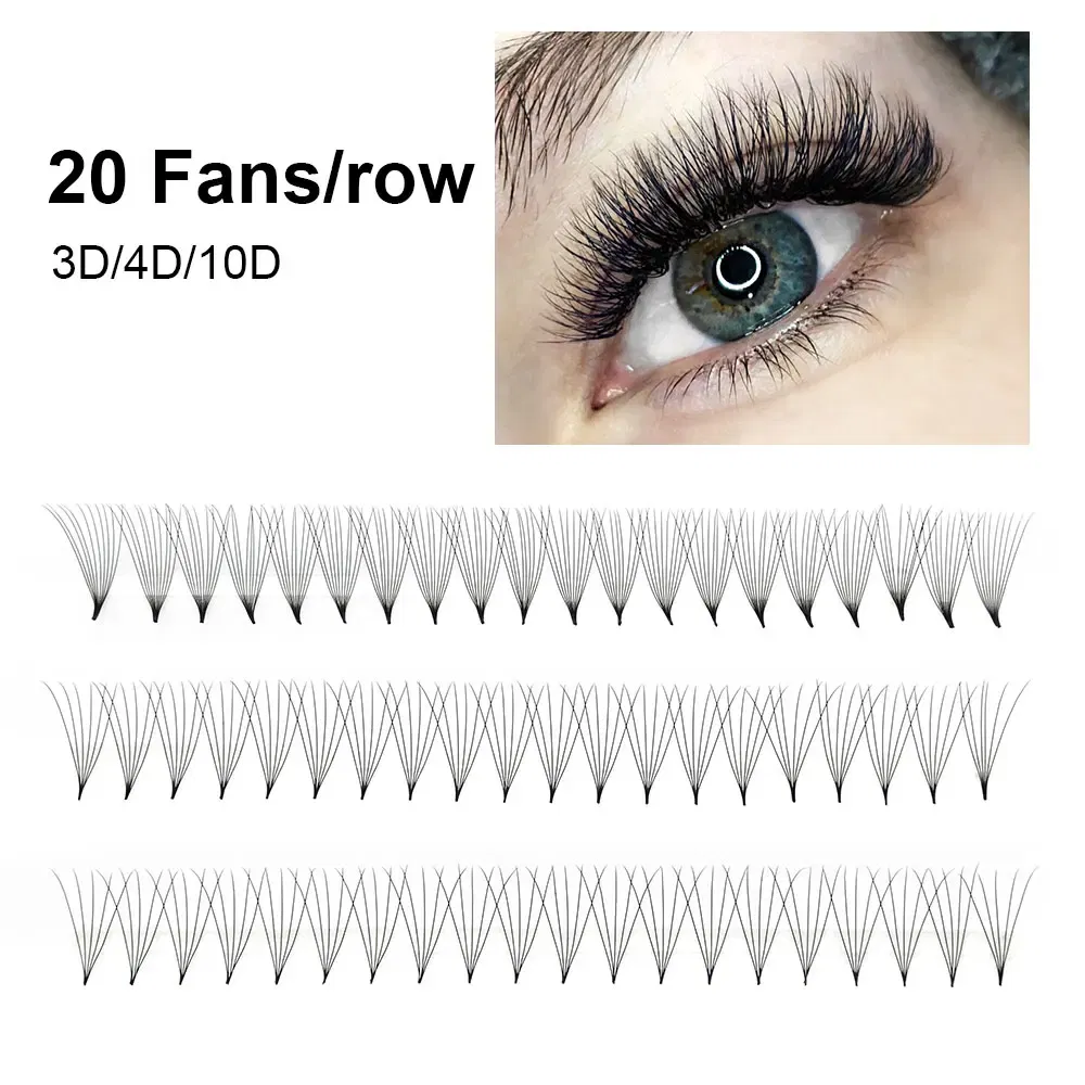 Color: Brushed Chrome, Curl: D, Thickness: 0.07mm, Length: MIX - NAGARAKU Sharp Narrow Stem Premade Fans Eyelash Extension 5D 6D 10D Thin Pointy Base Russian Fans Ready Russian Volume