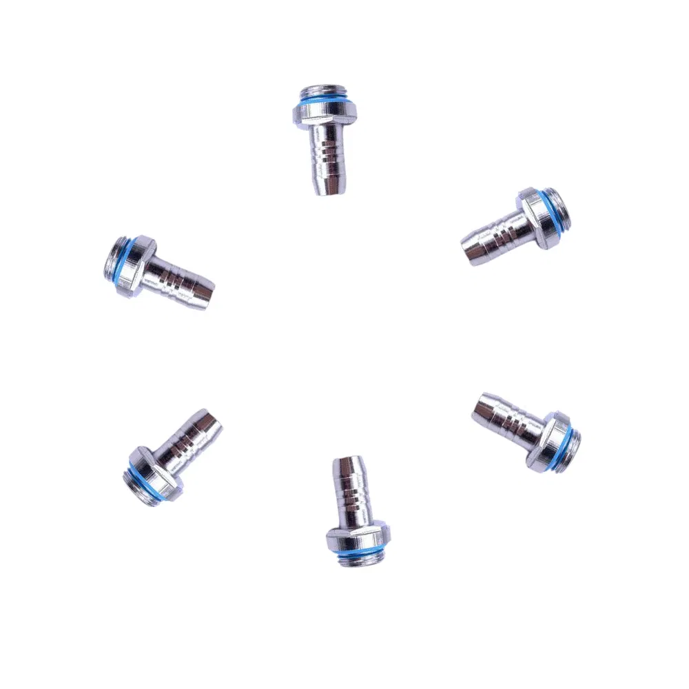 Color: grey - 6pcs PC Water Cooling Barb Fitting Two-Touch Fitting G1/4 Thread Barb Connector for Computer Cooling System 4/6/7.2/9/11/14mm