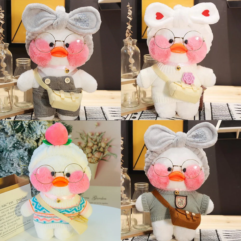 Color: Fluorescent Yellow, Height: 11cm-30cm - 30cm Kawaii Lalafanfan Duck Plush Toy Cartoon Lalafanfan Duck Doll Soft Stuffed Animal Plushie Birthday Gifts For Girl Children