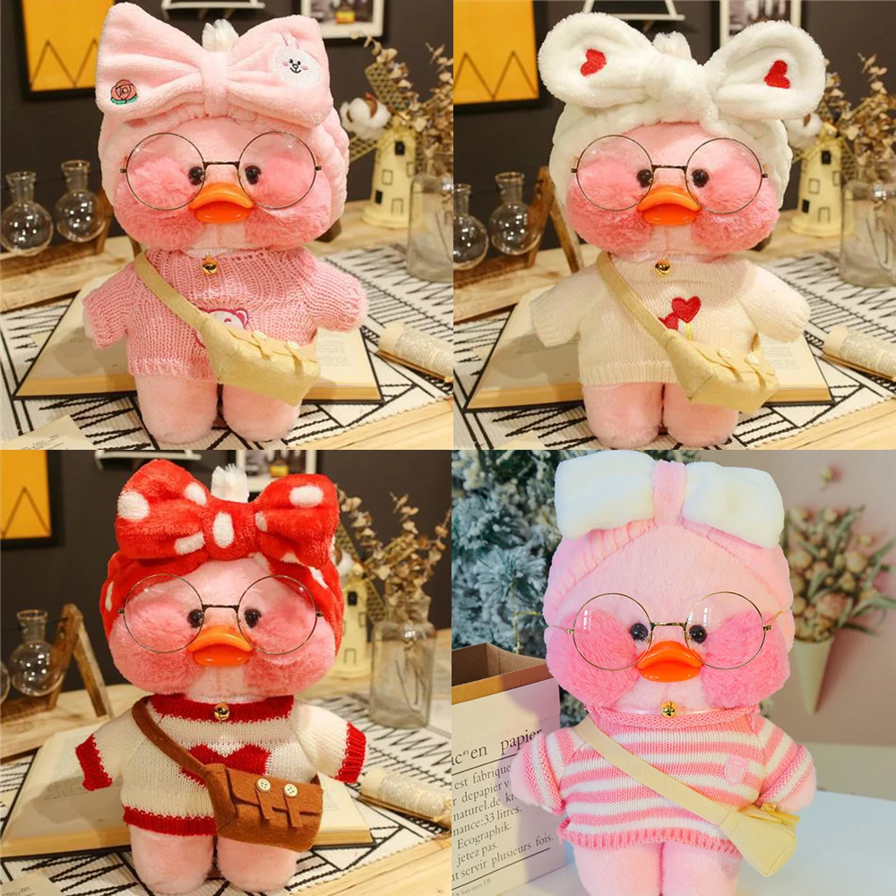 Color: Fluorescent Yellow, Height: 11cm-30cm - 30cm Kawaii Lalafanfan Duck Plush Toy Cartoon Lalafanfan Duck Doll Soft Stuffed Animal Plushie Birthday Gifts For Girl Children